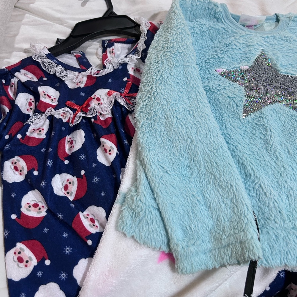 Girls fleece like new Christmas gown (size 7/8) and velour pjs (size 8)